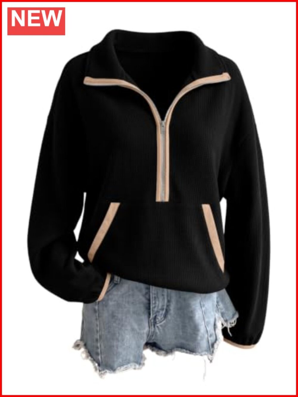 Lightweight Mock Neck Half Zip Sweatshirt Pullover Casual Fall